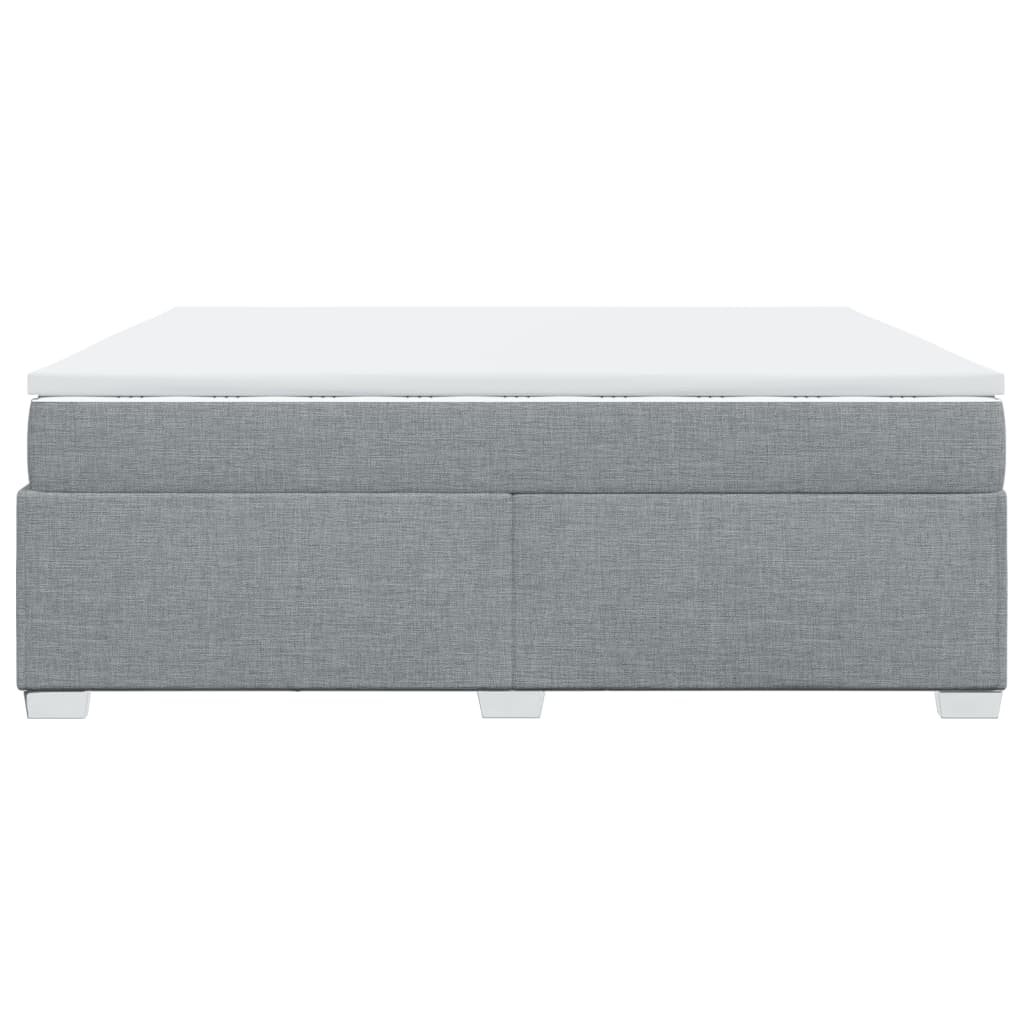 Κρεβάτι Boxspring με Στρώμα Ανοιχτό Γκρι 200x200 εκ. Υφασμάτινο - Pakobazaar