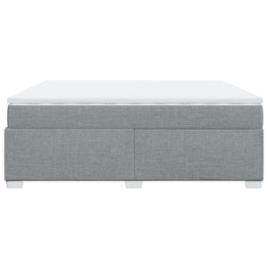 Κρεβάτι Boxspring με Στρώμα Ανοιχτό Γκρι 200x200 εκ. Υφασμάτινο - Pakobazaar