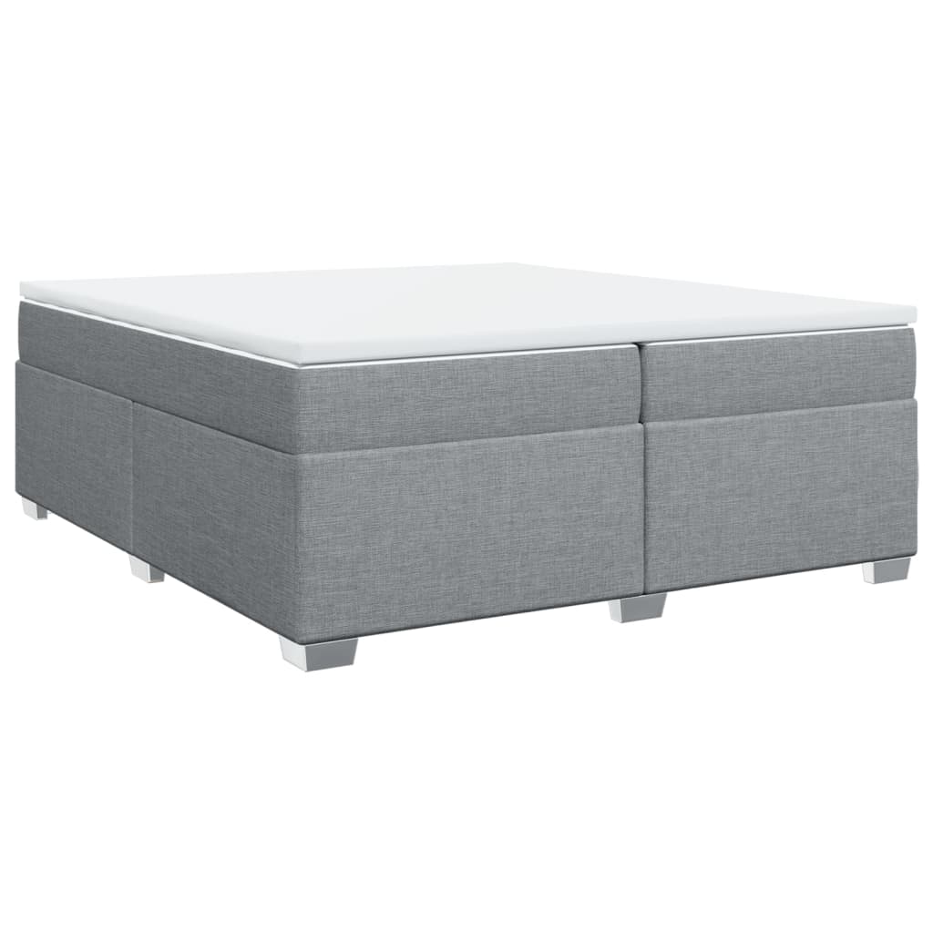 Κρεβάτι Boxspring με Στρώμα Ανοιχτό Γκρι 200x200 εκ. Υφασμάτινο - Pakobazaar