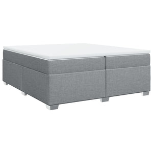 Κρεβάτι Boxspring με Στρώμα Ανοιχτό Γκρι 200x200 εκ. Υφασμάτινο - Pakobazaar