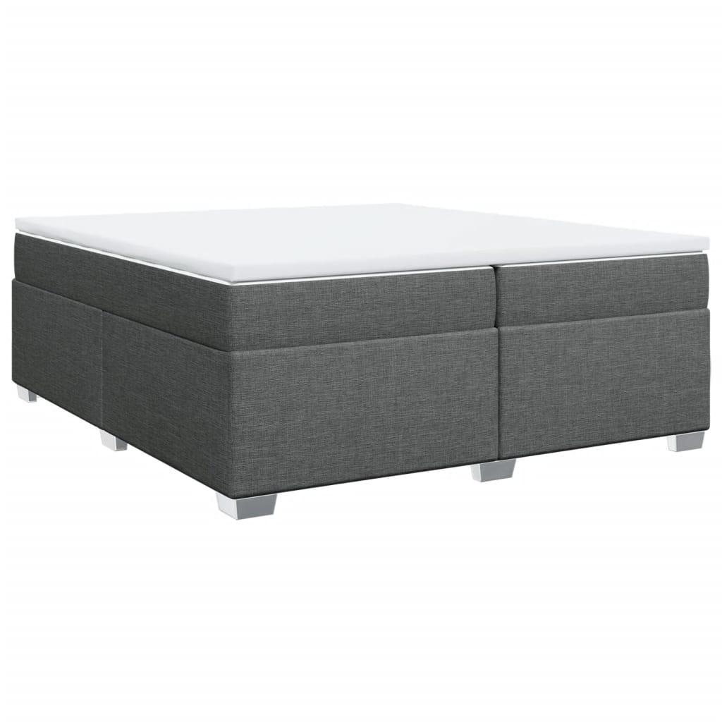 Κρεβάτι Boxspring με Στρώμα Σκούρο Γκρι 200x200 εκ. Υφασμάτινο