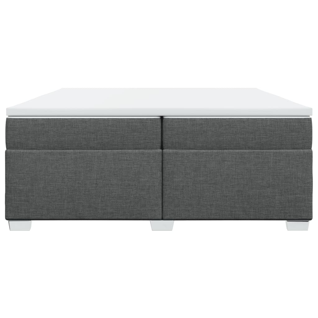 Κρεβάτι Boxspring με Στρώμα Σκούρο Γκρι 200x200 εκ. Υφασμάτινο