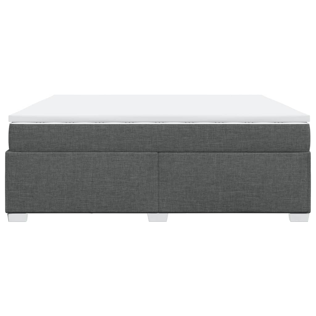 Κρεβάτι Boxspring με Στρώμα Σκούρο Γκρι 200x200 εκ. Υφασμάτινο