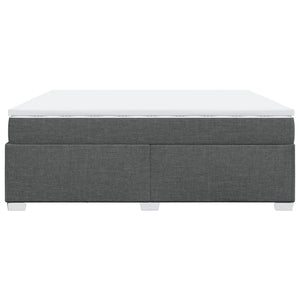 Κρεβάτι Boxspring με Στρώμα Σκούρο Γκρι 200x200 εκ. Υφασμάτινο