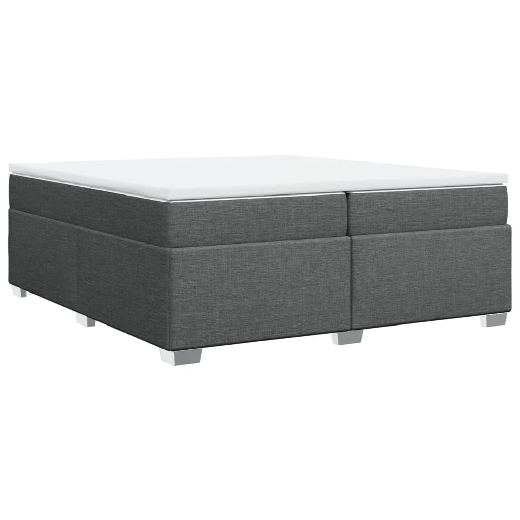 Κρεβάτι Boxspring με Στρώμα Σκούρο Γκρι 200x200 εκ. Υφασμάτινο