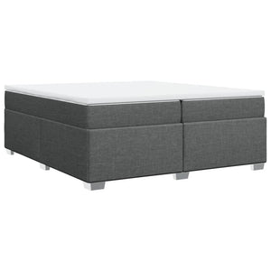 Κρεβάτι Boxspring με Στρώμα Σκούρο Γκρι 200x200 εκ. Υφασμάτινο