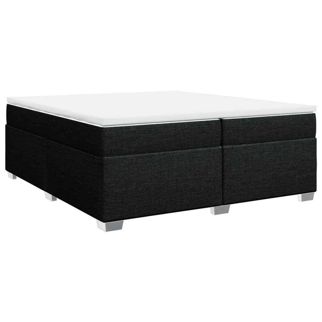 Κρεβάτι Boxspring με Στρώμα Μαύρο 200x200 εκ. Υφασμάτινο - Pakobazaar
