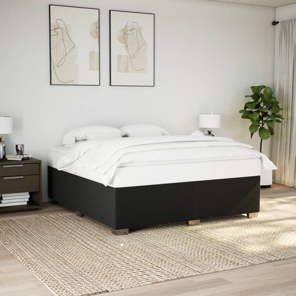 Κρεβάτι Boxspring με Στρώμα Μαύρο 200x200 εκ. Υφασμάτινο - Pakobazaar