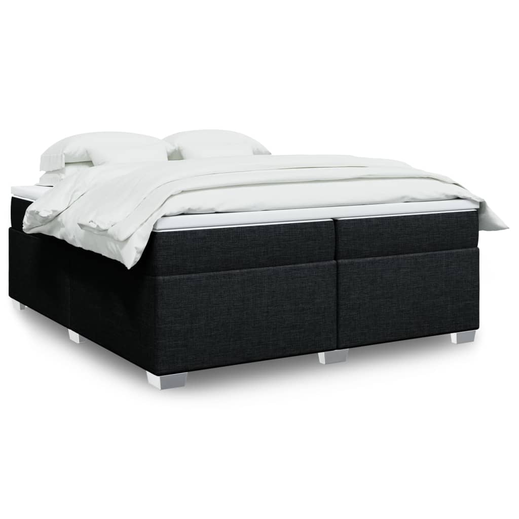Κρεβάτι Boxspring με Στρώμα Μαύρο 200x200 εκ. Υφασμάτινο - Pakobazaar