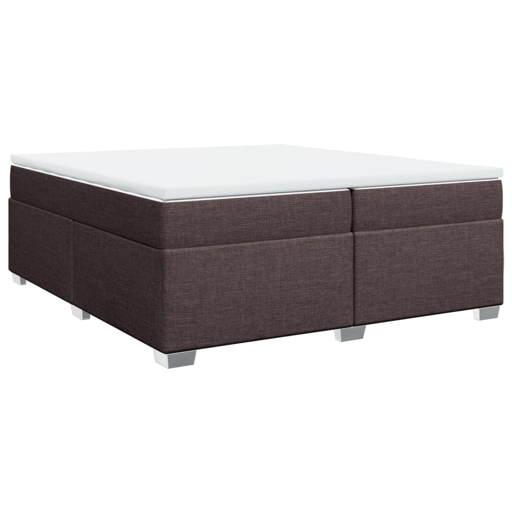 Κρεβάτι Boxspring με Στρώμα Σκούρο Καφέ 200x200 εκ. Υφασμάτινο - Pakobazaar