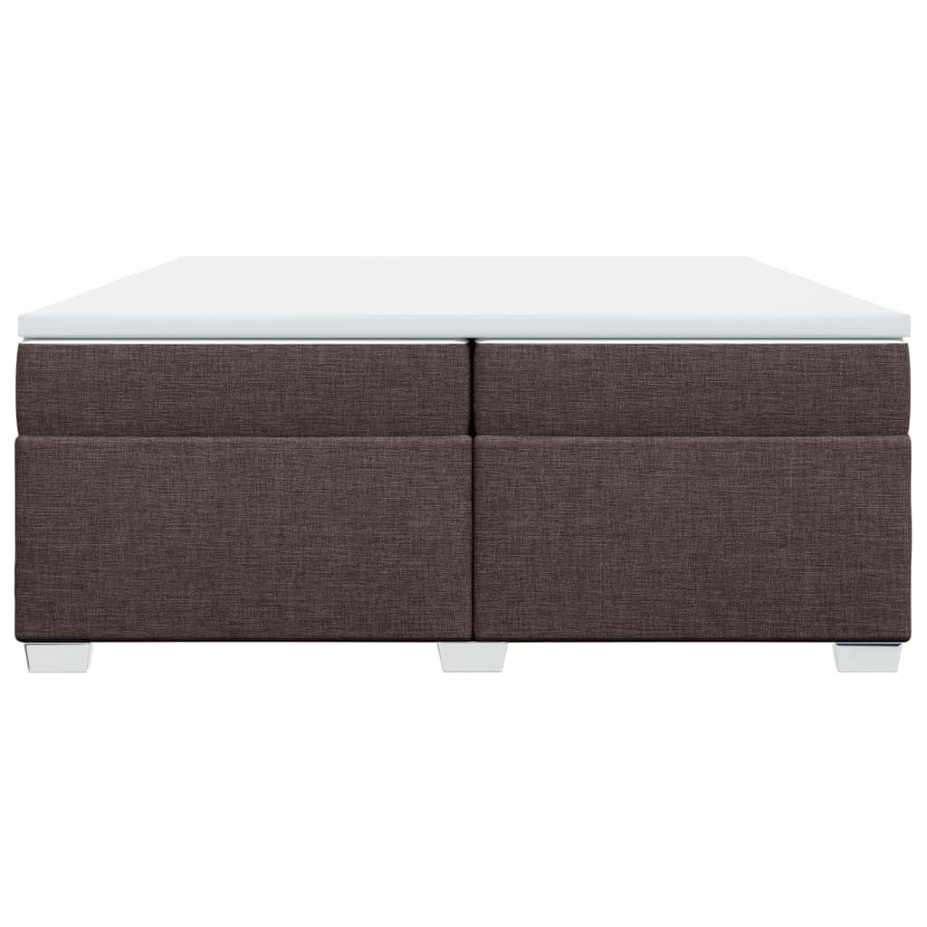 Κρεβάτι Boxspring με Στρώμα Σκούρο Καφέ 200x200 εκ. Υφασμάτινο - Pakobazaar