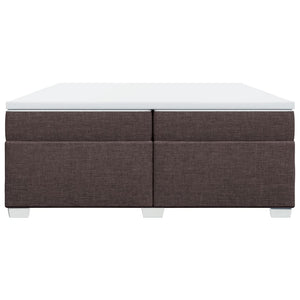 Κρεβάτι Boxspring με Στρώμα Σκούρο Καφέ 200x200 εκ. Υφασμάτινο - Pakobazaar