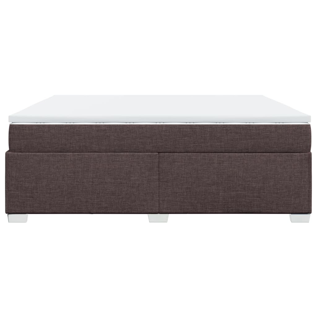 Κρεβάτι Boxspring με Στρώμα Σκούρο Καφέ 200x200 εκ. Υφασμάτινο - Pakobazaar