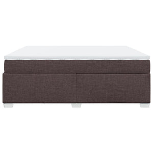 Κρεβάτι Boxspring με Στρώμα Σκούρο Καφέ 200x200 εκ. Υφασμάτινο - Pakobazaar