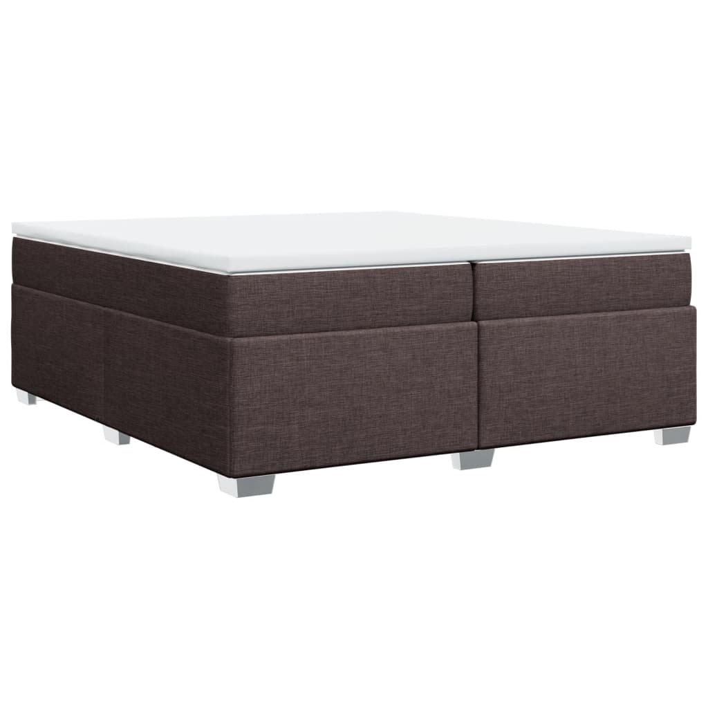 Κρεβάτι Boxspring με Στρώμα Σκούρο Καφέ 200x200 εκ. Υφασμάτινο - Pakobazaar