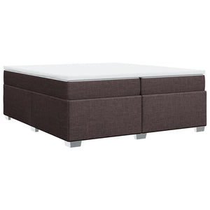 Κρεβάτι Boxspring με Στρώμα Σκούρο Καφέ 200x200 εκ. Υφασμάτινο - Pakobazaar
