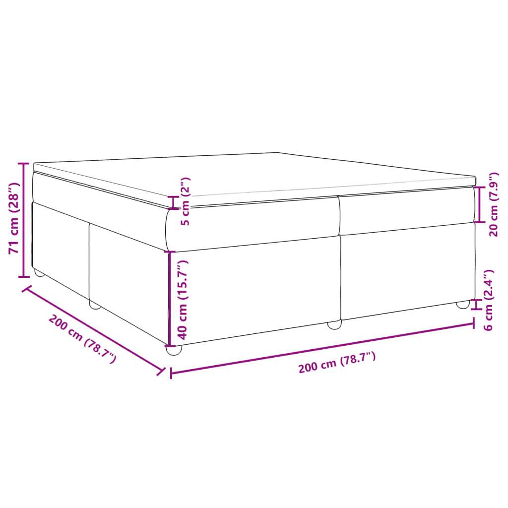 Κρεβάτι Boxspring με Στρώμα Taupe 200x200 εκ. Υφασμάτινο - Pakobazaar