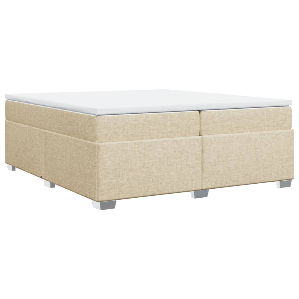 Κρεβάτι Boxspring με Στρώμα Κρεμ 200x200 εκ. Υφασμάτινο