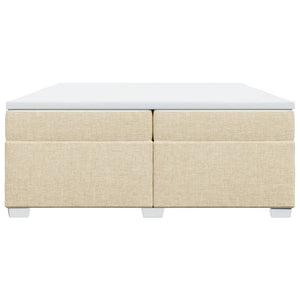 Κρεβάτι Boxspring με Στρώμα Κρεμ 200x200 εκ. Υφασμάτινο
