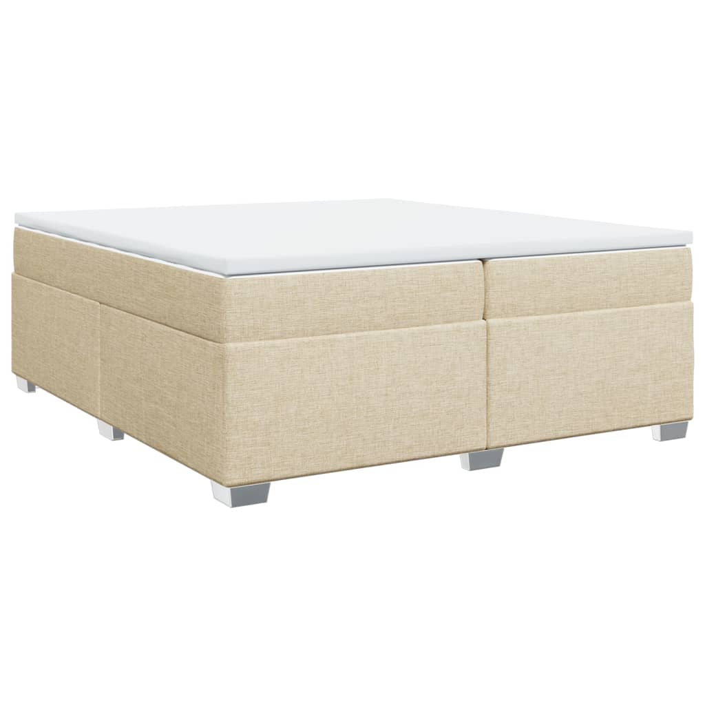Κρεβάτι Boxspring με Στρώμα Κρεμ 200x200 εκ. Υφασμάτινο