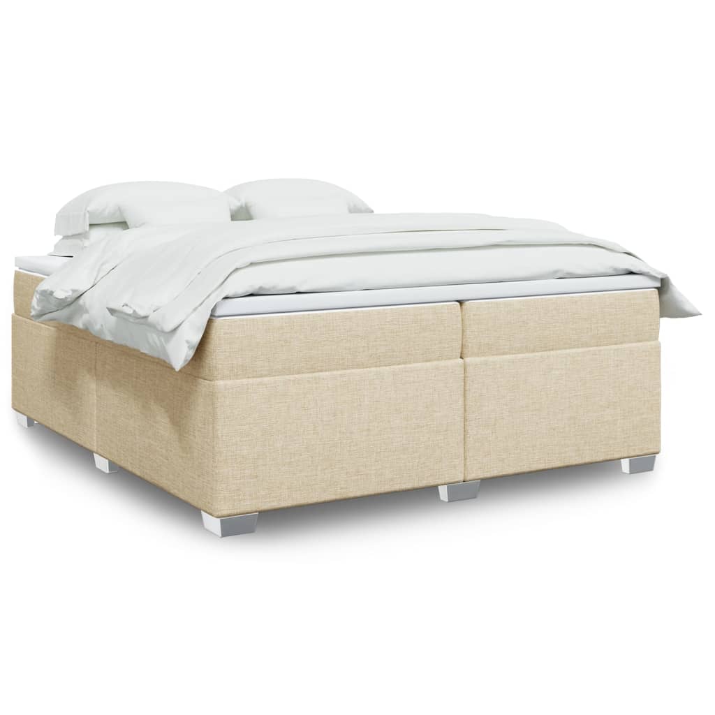 Κρεβάτι Boxspring με Στρώμα Κρεμ 200x200 εκ. Υφασμάτινο