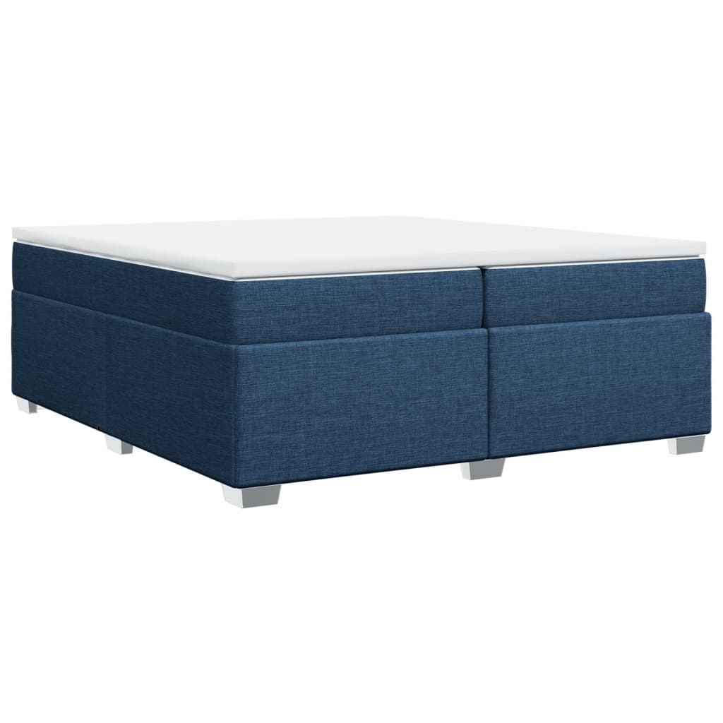 Κρεβάτι Boxspring με Στρώμα Μπλε 200x200 εκ. Υφασμάτινο - Pakobazaar