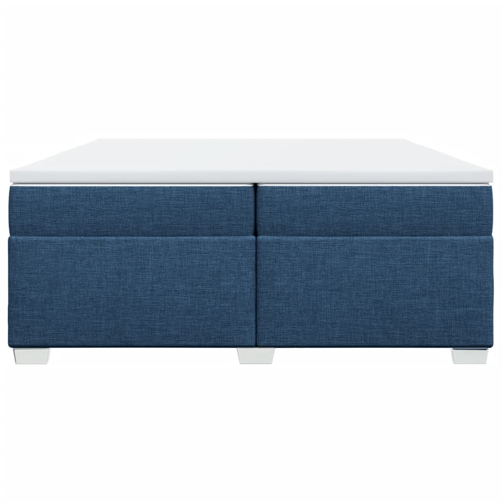 Κρεβάτι Boxspring με Στρώμα Μπλε 200x200 εκ. Υφασμάτινο - Pakobazaar