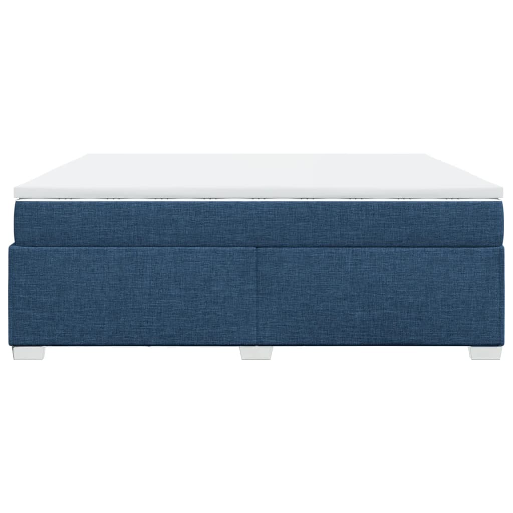 Κρεβάτι Boxspring με Στρώμα Μπλε 200x200 εκ. Υφασμάτινο - Pakobazaar