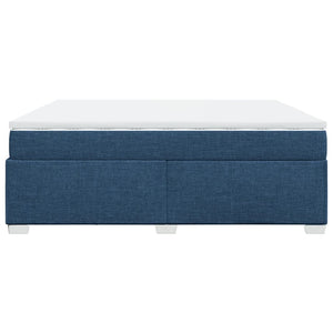 Κρεβάτι Boxspring με Στρώμα Μπλε 200x200 εκ. Υφασμάτινο - Pakobazaar