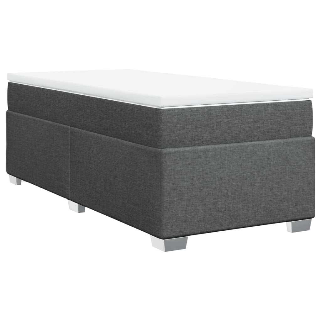 Κρεβάτι Boxspring με Στρώμα Σκούρο Γκρι 90x190 εκ. Υφασμάτινο - Pakobazaar