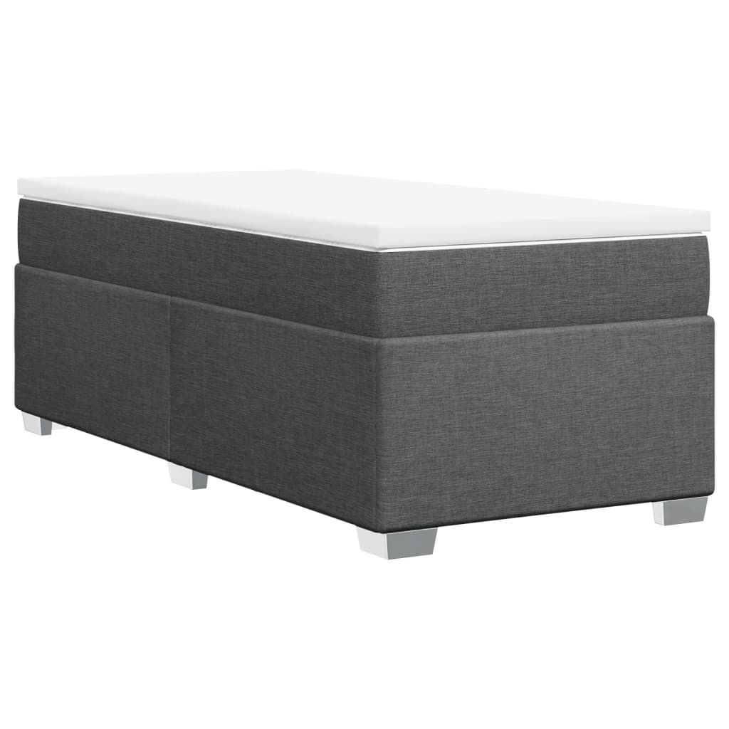 Κρεβάτι Boxspring με Στρώμα Σκούρο Γκρι 90x190 εκ. Υφασμάτινο - Pakobazaar