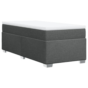 Κρεβάτι Boxspring με Στρώμα Σκούρο Γκρι 90x190 εκ. Υφασμάτινο - Pakobazaar