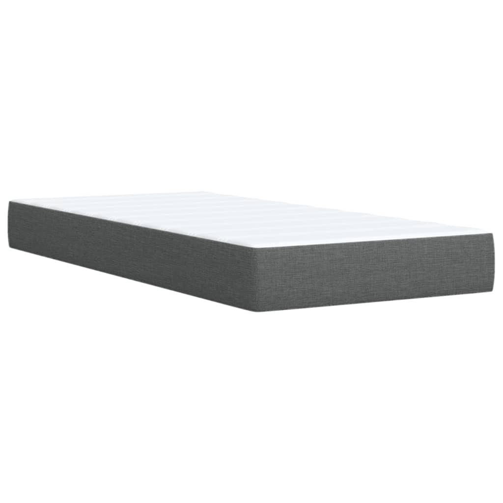 Κρεβάτι Boxspring με Στρώμα Σκούρο Γκρι 90x190 εκ. Υφασμάτινο - Pakobazaar
