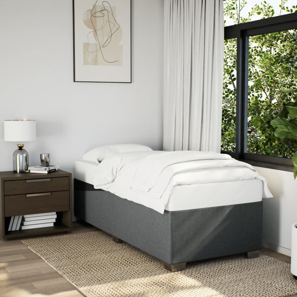 Κρεβάτι Boxspring με Στρώμα Σκούρο Γκρι 90x190 εκ. Υφασμάτινο - Pakobazaar