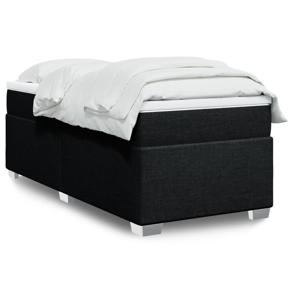 Κρεβάτι Boxspring με Στρώμα Μαύρο 90x190 εκ.Υφασμάτινο - Pakobazaar
