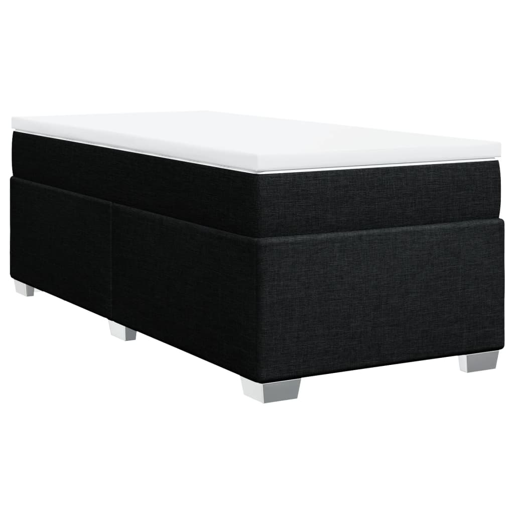 Κρεβάτι Boxspring με Στρώμα Μαύρο 90x190 εκ.Υφασμάτινο - Pakobazaar