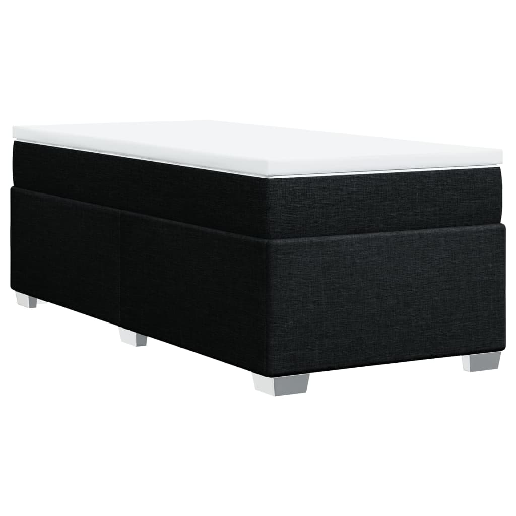 Κρεβάτι Boxspring με Στρώμα Μαύρο 90x190 εκ.Υφασμάτινο - Pakobazaar