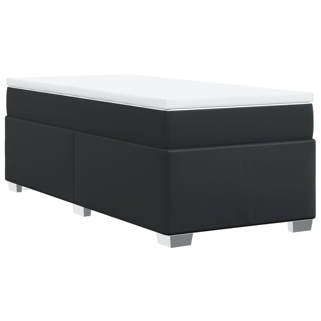 Κρεβάτι Boxspring με Στρώμα Μαύρο 80 x 200 εκ. Συνθετικό Δέρμα