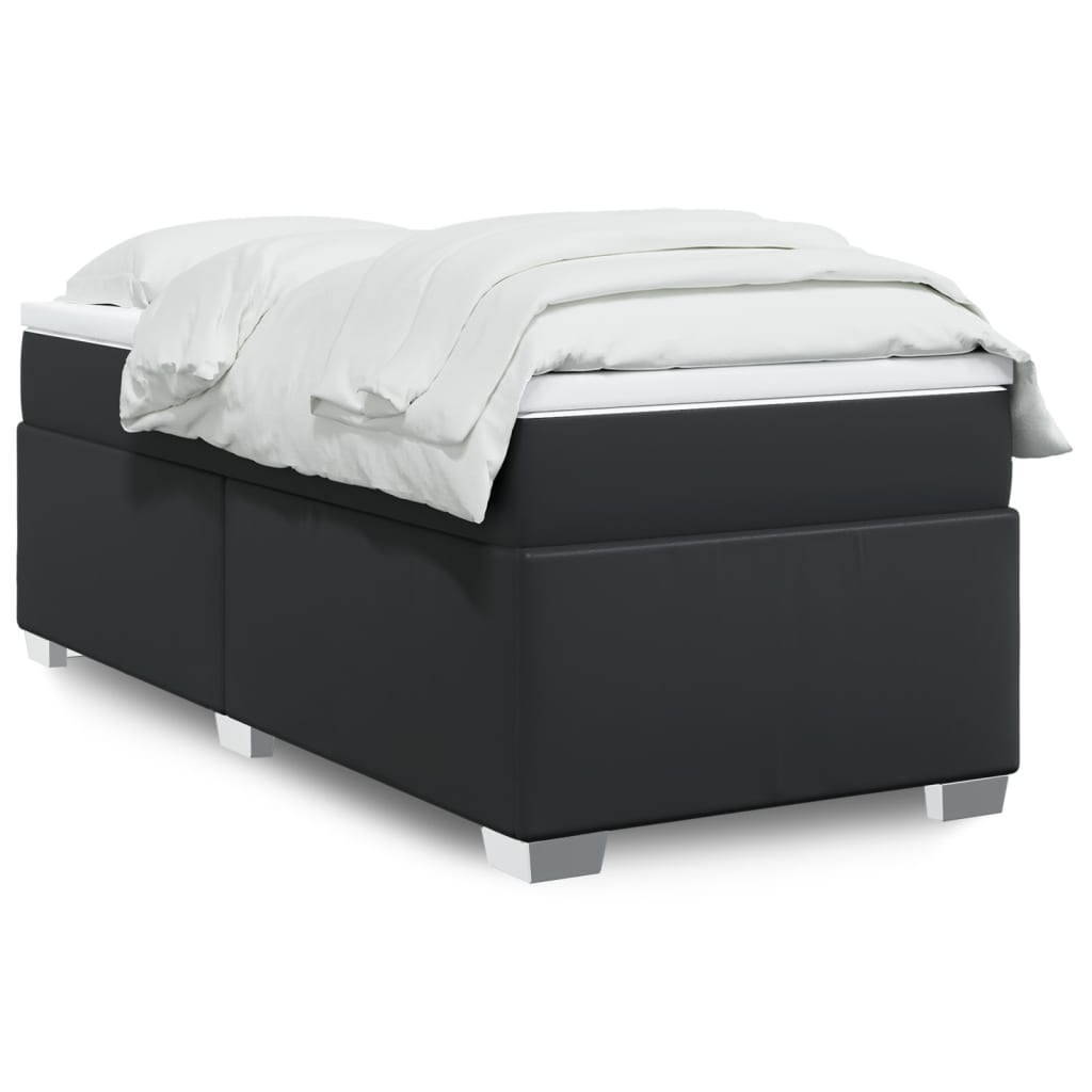 Κρεβάτι Boxspring με Στρώμα Μαύρο 80 x 200 εκ. Συνθετικό Δέρμα