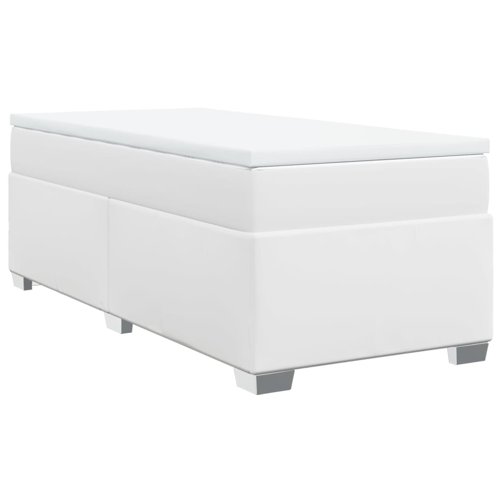 Κρεβάτι Boxspring με Στρώμα Λευκό 80 x 200 εκ. Συνθετικό Δέρμα