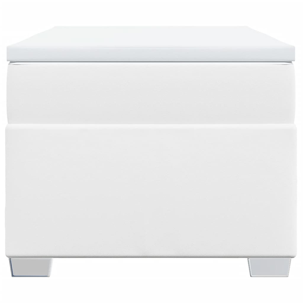 Κρεβάτι Boxspring με Στρώμα Λευκό 80 x 200 εκ. Συνθετικό Δέρμα