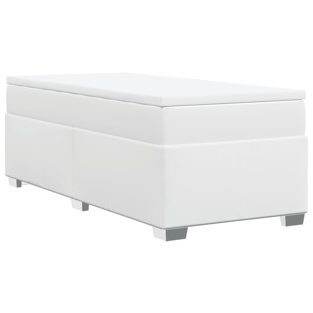 Κρεβάτι Boxspring με Στρώμα Λευκό 80 x 200 εκ. Συνθετικό Δέρμα