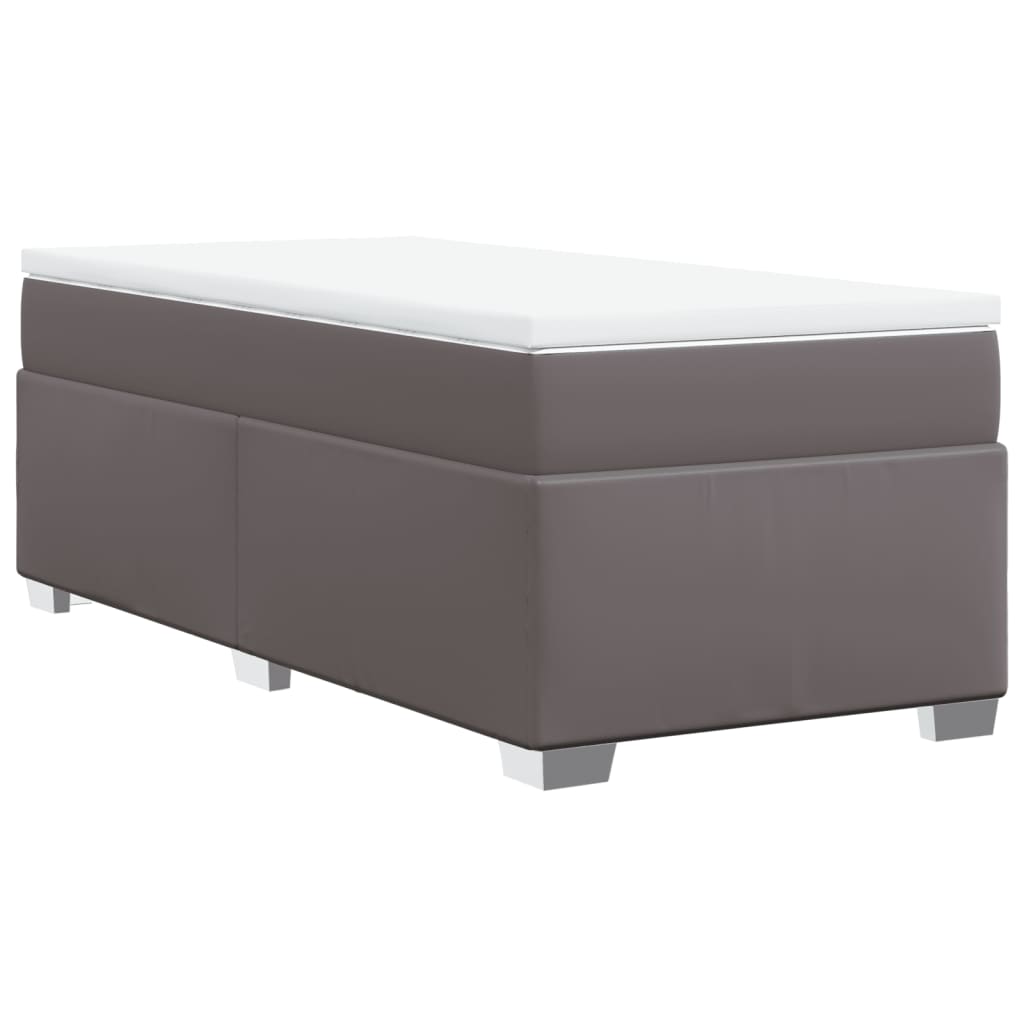 Κρεβάτι Boxspring με Στρώμα Γκρι 80 x 200 εκ. Συνθετικό Δέρμα