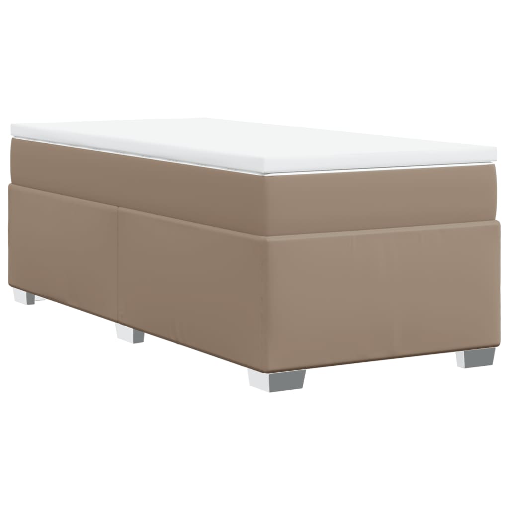 Κρεβάτι Boxspring με Στρώμα Καπουτσίνο 80x200 εκ. Συνθ. Δέρμα