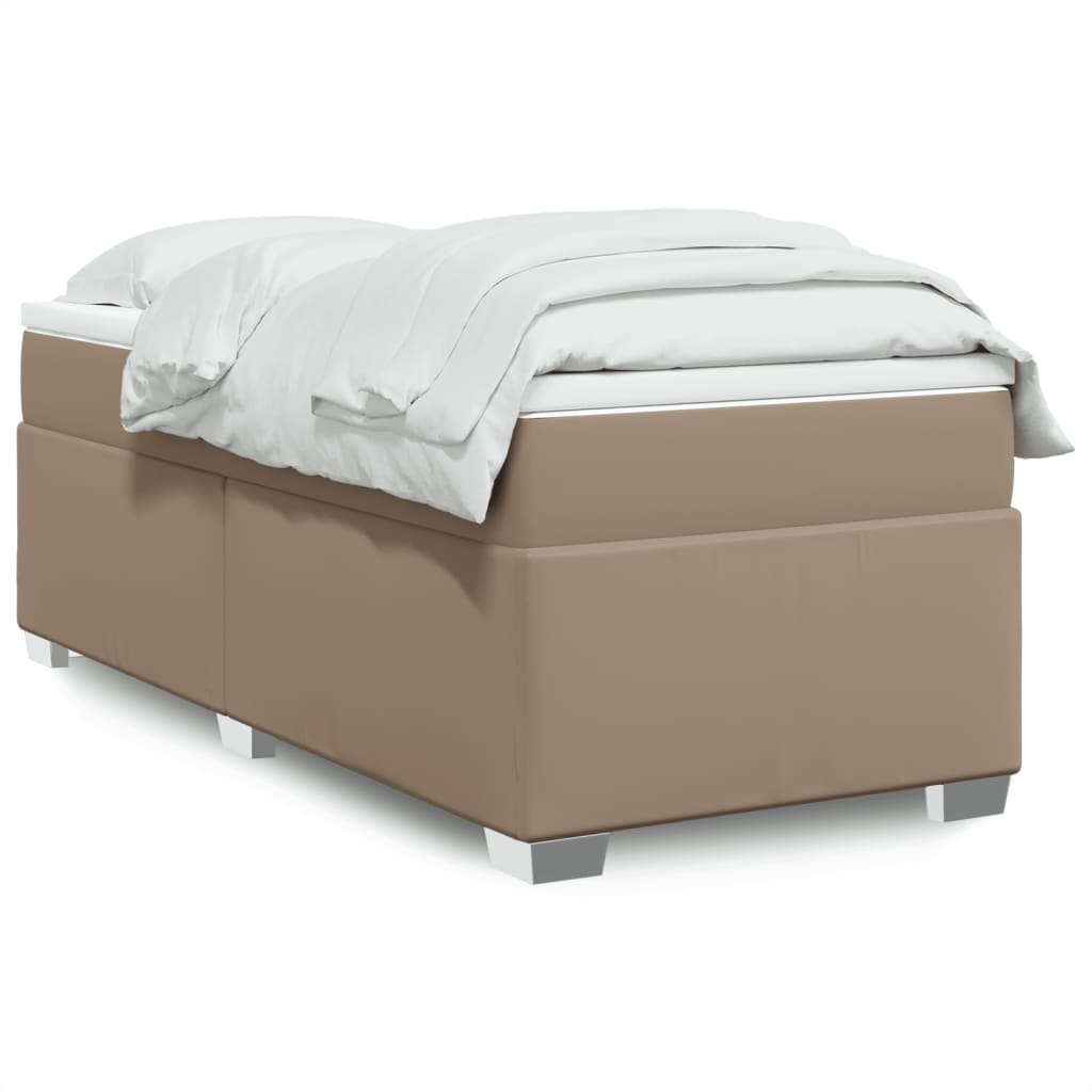 Κρεβάτι Boxspring με Στρώμα Καπουτσίνο 80x200 εκ. Συνθ. Δέρμα