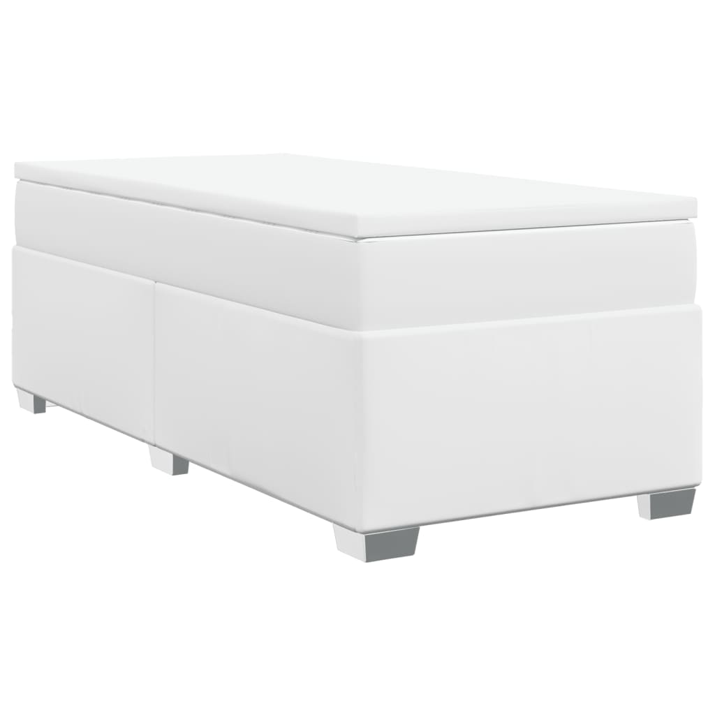 Κρεβάτι Boxspring με Στρώμα Λευκό 90x190εκ. από Συνθετικό Δέρμα