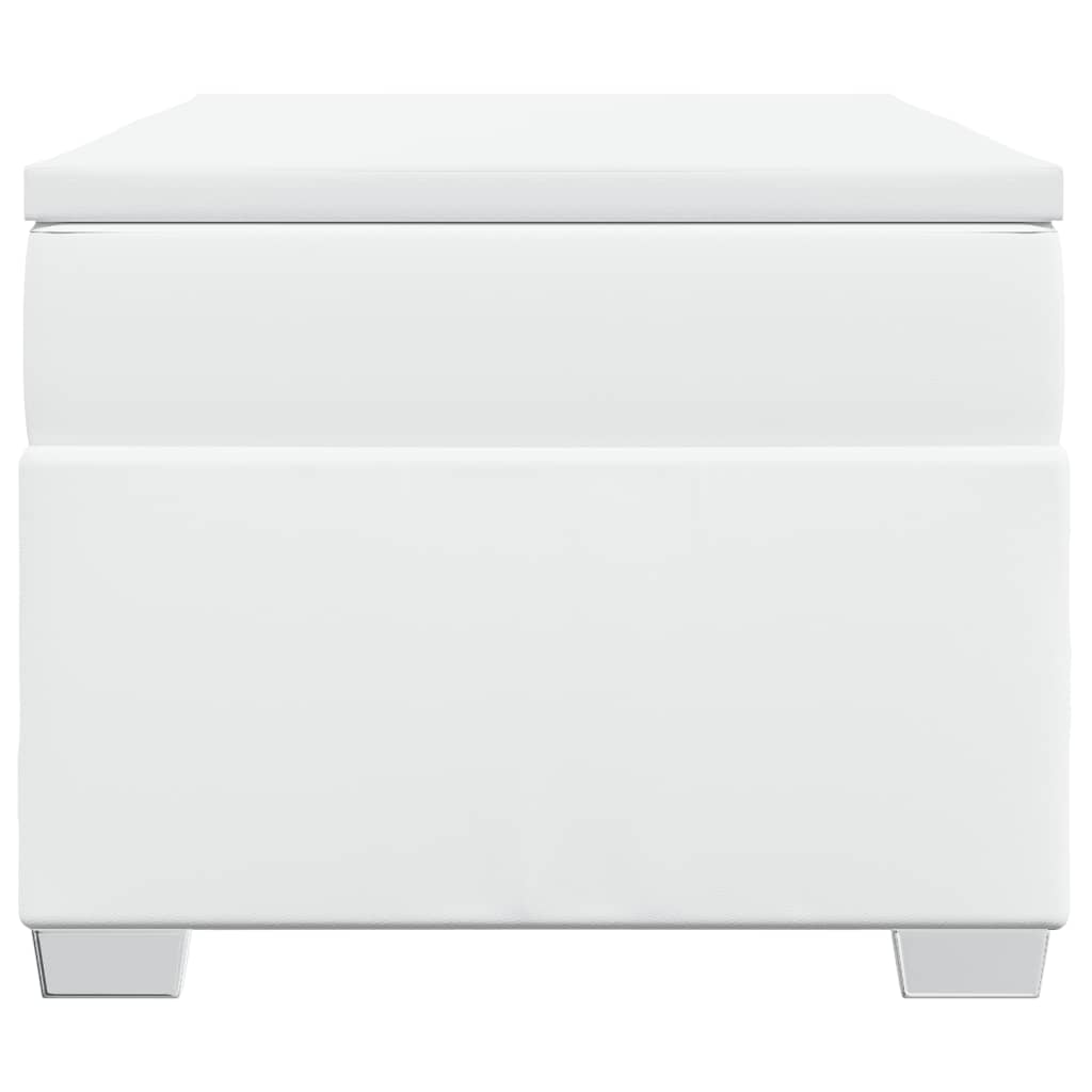 Κρεβάτι Boxspring με Στρώμα Λευκό 90x190εκ. από Συνθετικό Δέρμα