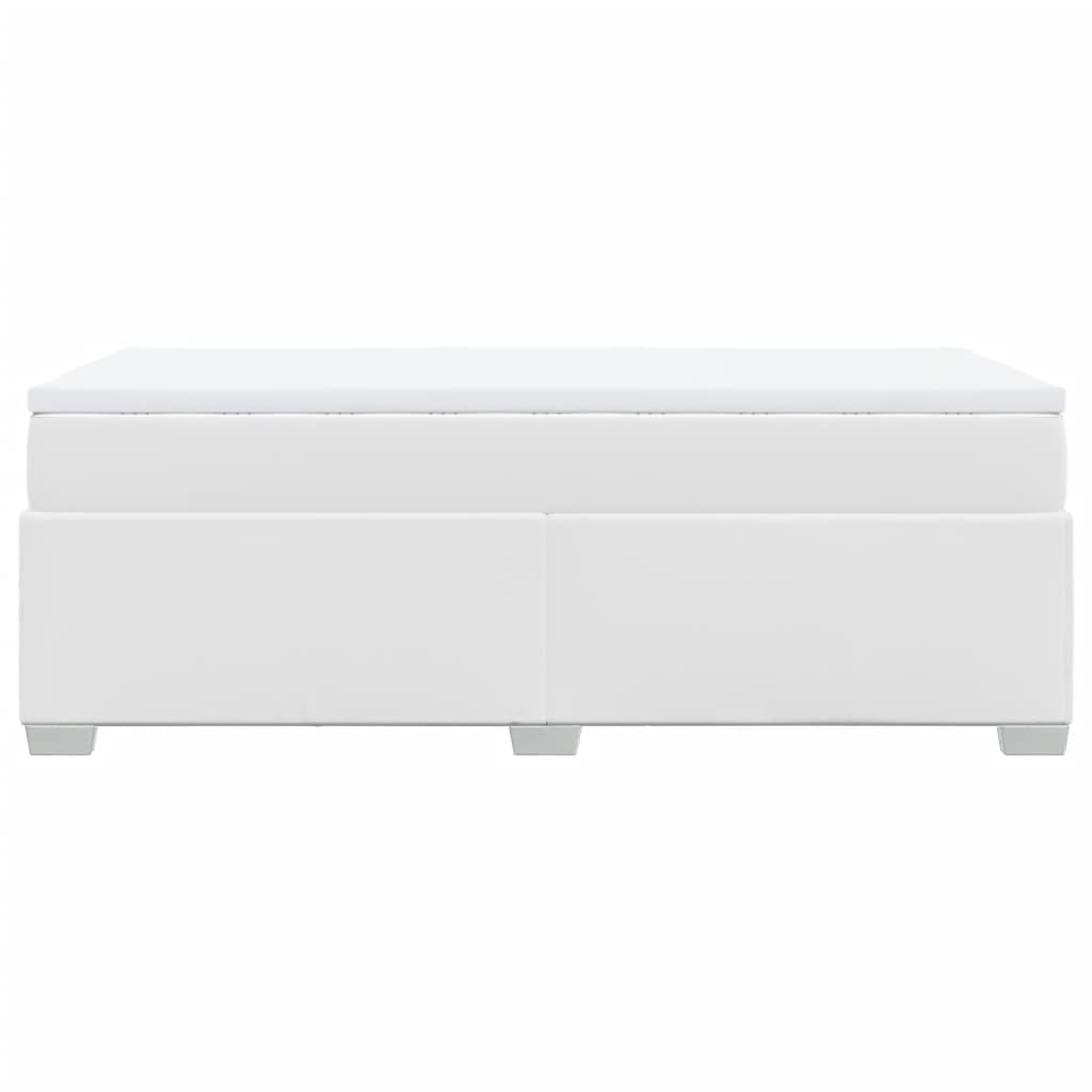 Κρεβάτι Boxspring με Στρώμα Λευκό 90x190εκ. από Συνθετικό Δέρμα
