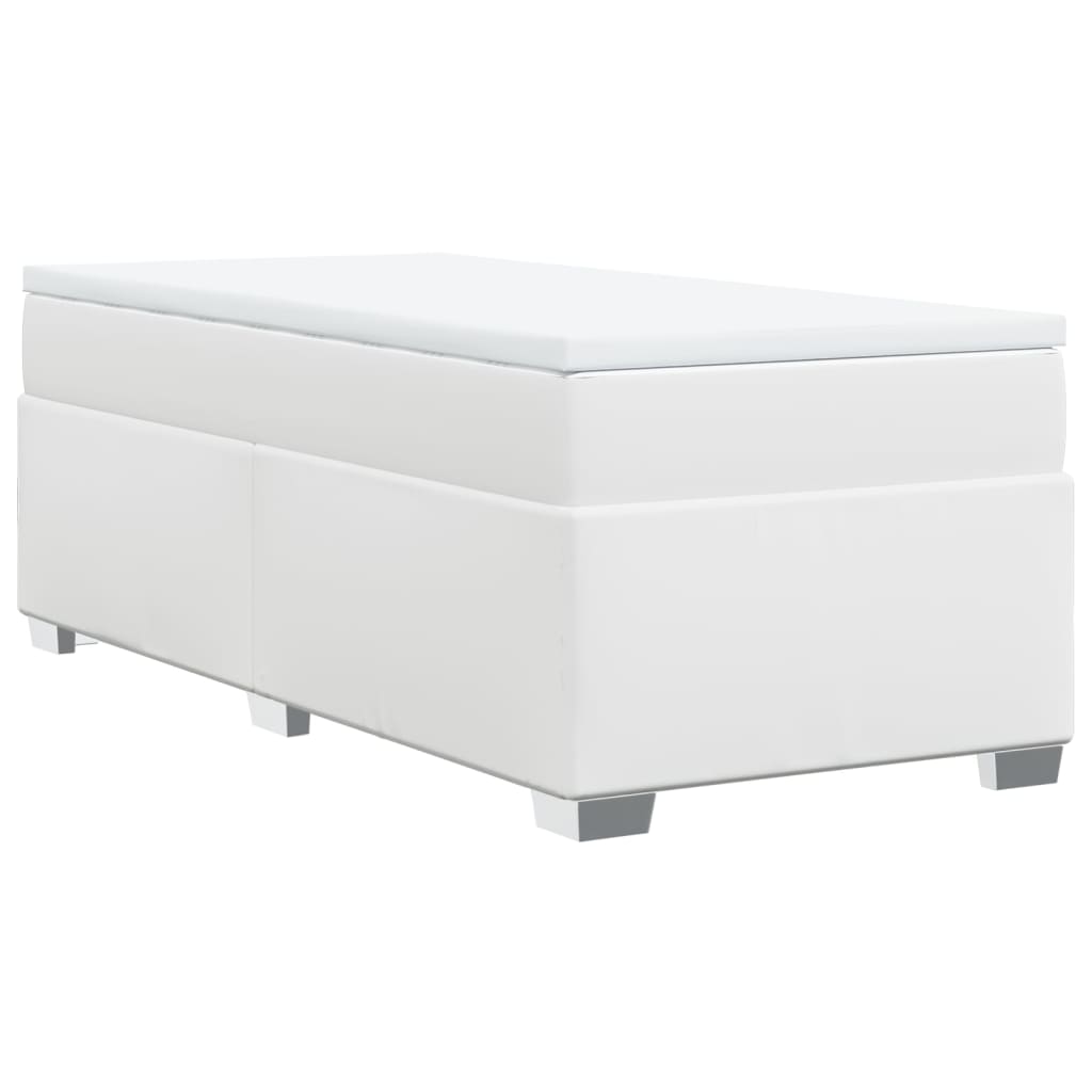 Κρεβάτι Boxspring με Στρώμα Λευκό 90x190εκ. από Συνθετικό Δέρμα