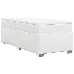 Κρεβάτι Boxspring με Στρώμα Λευκό 90x190εκ. από Συνθετικό Δέρμα